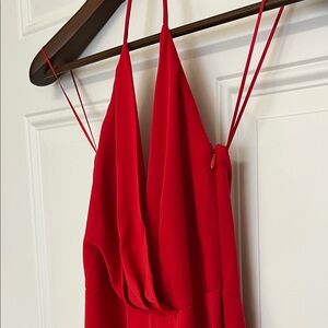 Elegant Red Spaghetti Halter Jumper